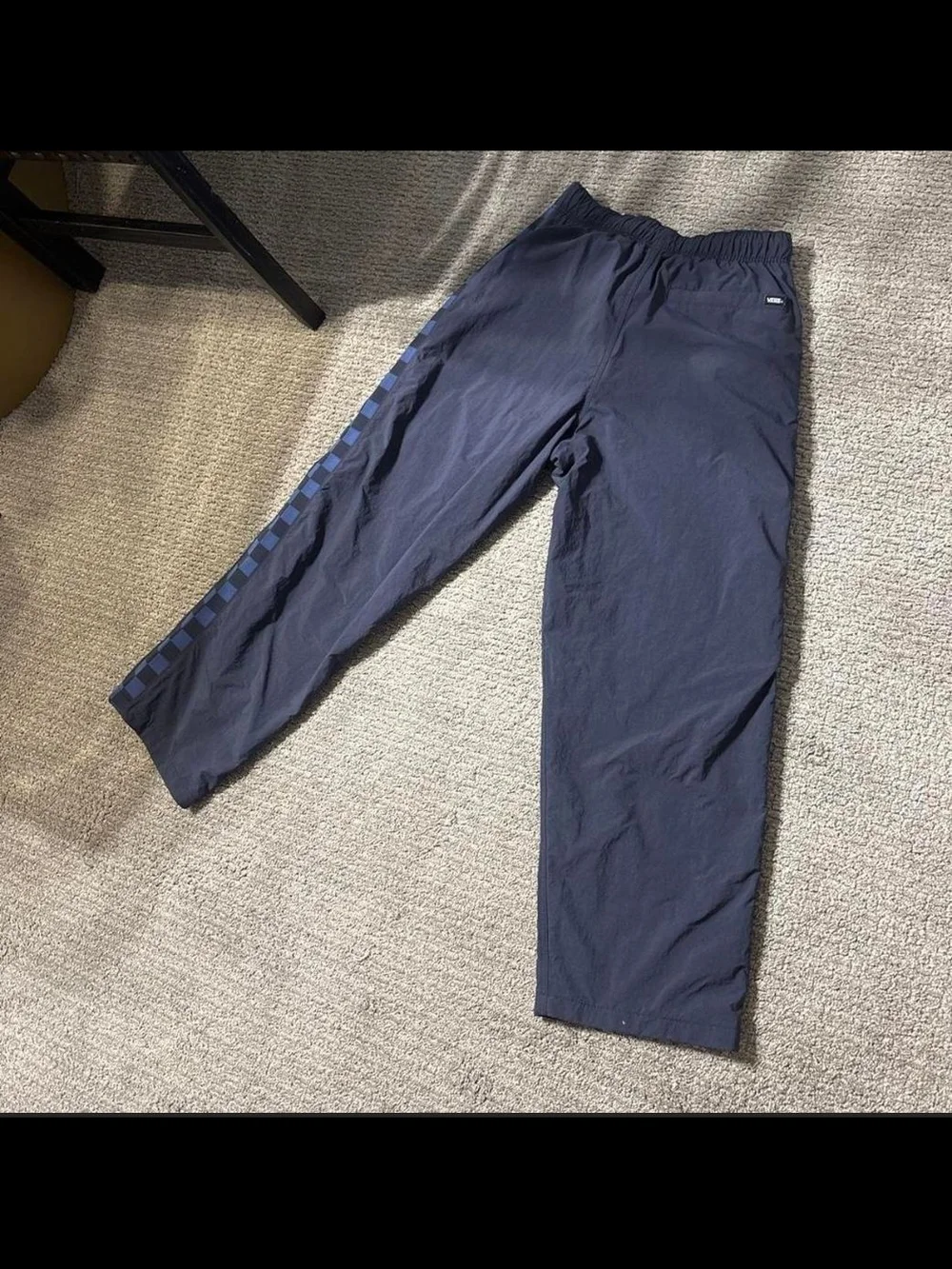 Vans Men’s Navy Joggers with Blue Checker Side Stripe